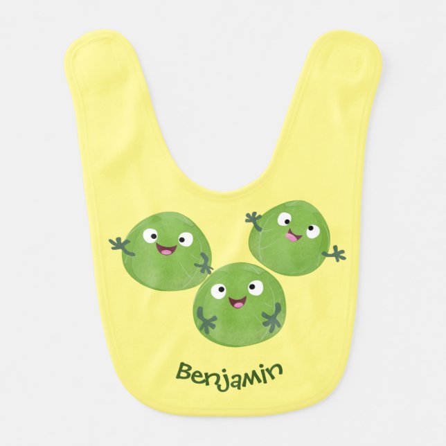 Funny Brussels sprouts vegetables cartoon Baby Bib (Front)