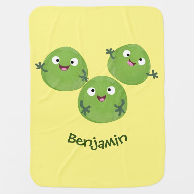 Funny Brussels sprouts vegetables cartoon Baby Blanket (Front)