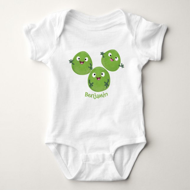 Funny Brussels sprouts vegetables cartoon Baby Bodysuit (Front)