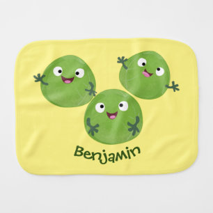 Funny Brussels sprouts vegetables cartoon Baby Burp Cloth