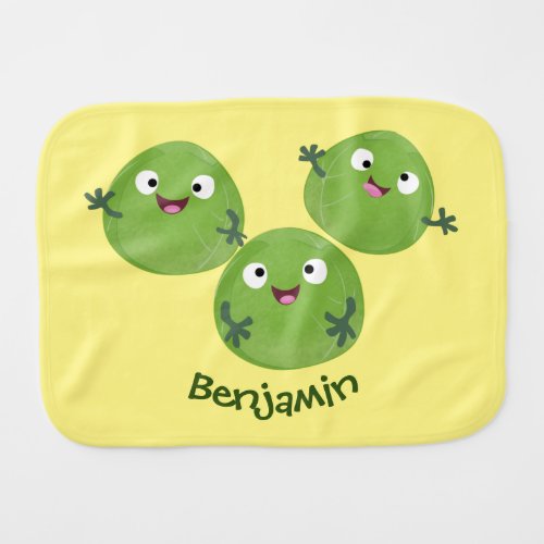 Funny Brussels sprouts vegetables cartoon Baby Burp Cloth