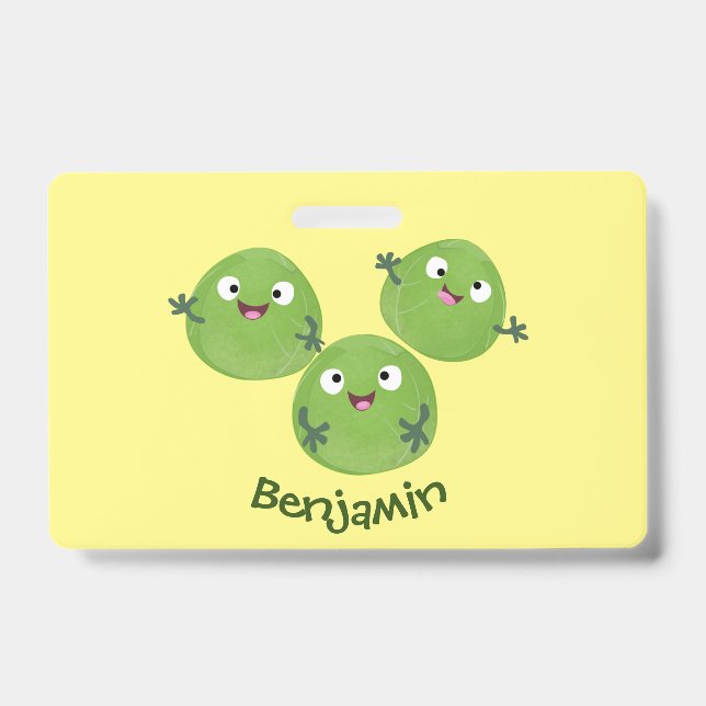 Funny Brussels sprouts vegetables cartoon Badge (Front)