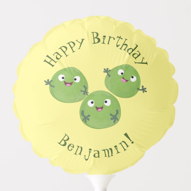 Funny Brussels sprouts vegetables cartoon Balloon (Front)