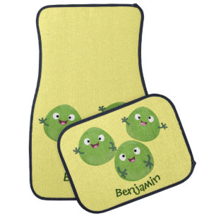 Funny Brussels sprouts vegetables cartoon  Car Floor Mat