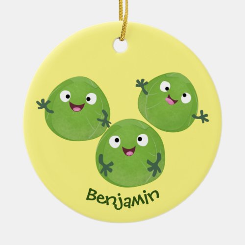 Funny Brussels sprouts vegetables cartoon Ceramic Ornament