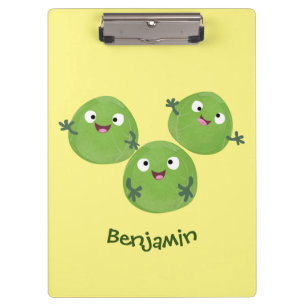 Funny Brussels sprouts vegetables cartoon Clipboard