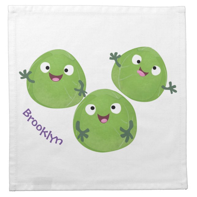 Funny Brussels sprouts vegetables cartoon Cloth Napkin (Front)