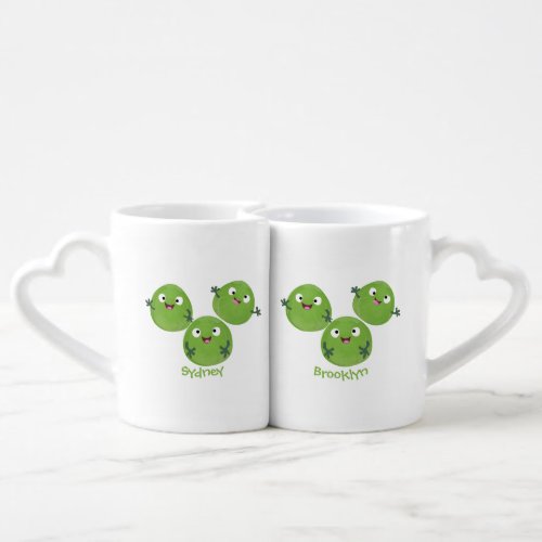 Funny Brussels sprouts vegetables cartoon Coffee Mug Set