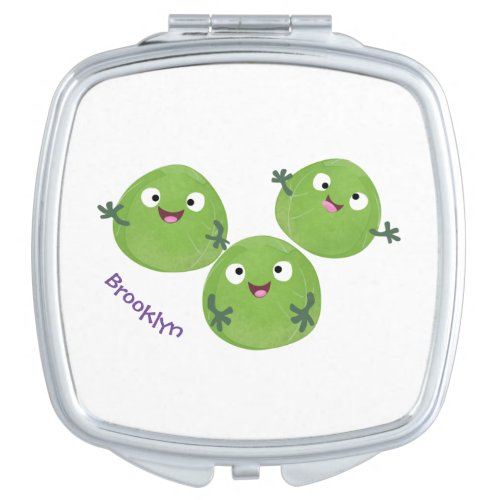 Funny Brussels sprouts vegetables cartoon Compact Mirror