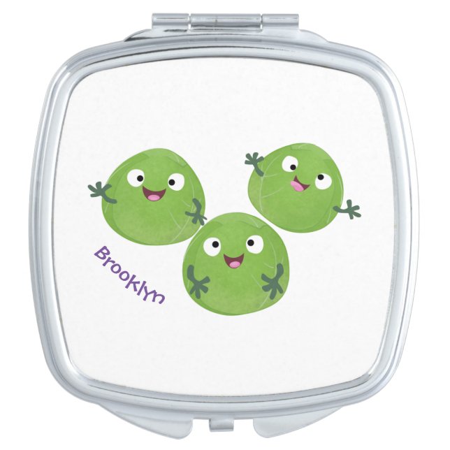 Funny Brussels sprouts vegetables cartoon Compact Mirror (Front)