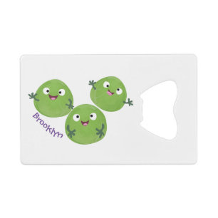 Funny Brussels sprouts vegetables cartoon Credit Card Bottle Opener
