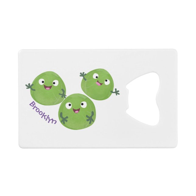 Funny Brussels sprouts vegetables cartoon  Credit Card Bottle Opener (Front (Horizontal))