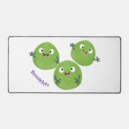 Funny Brussels sprouts vegetables cartoon Desk Mat