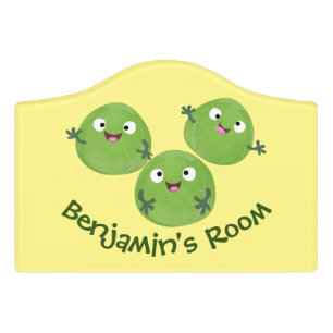 Funny Brussels sprouts vegetables cartoon Door Sign