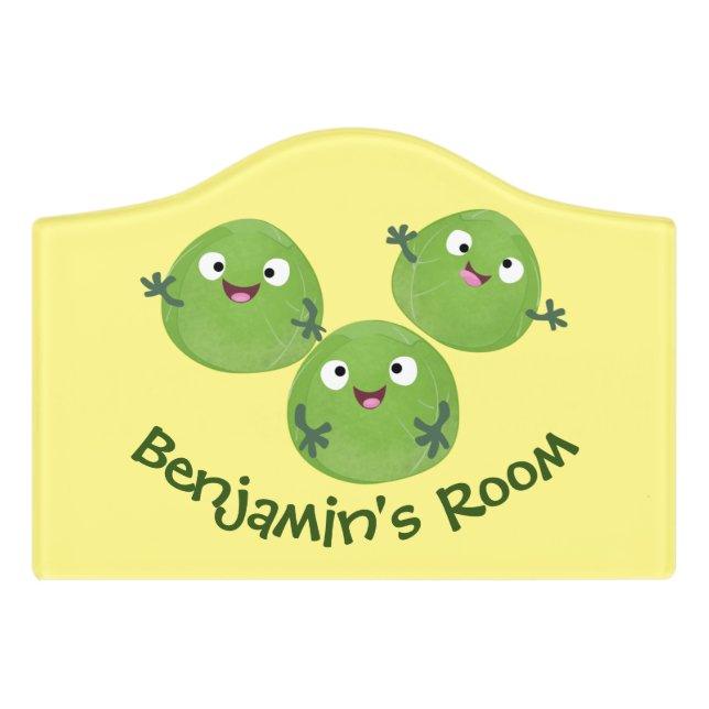 Funny Brussels sprouts vegetables cartoon Door Sign (Small Crest Front)