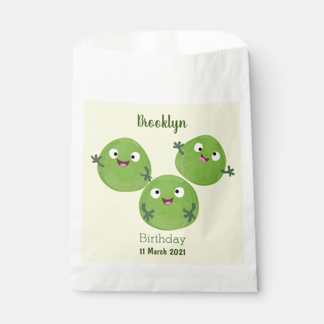 Funny Brussels sprouts vegetables cartoon Favor Bag (Front)