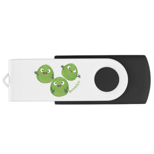 Funny Brussels sprouts vegetables cartoon Flash Drive