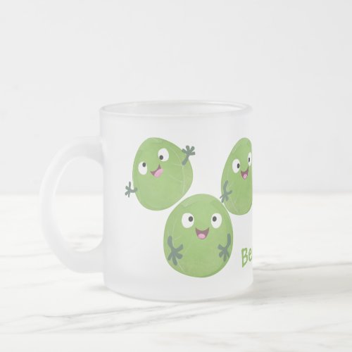 Funny Brussels sprouts vegetables cartoon Frosted Glass Coffee Mug