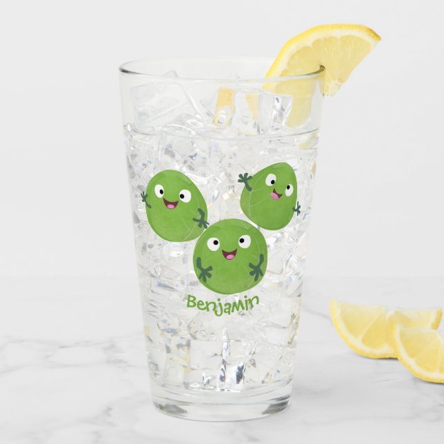 Funny Brussels sprouts vegetables cartoon Glass (Back Ice)