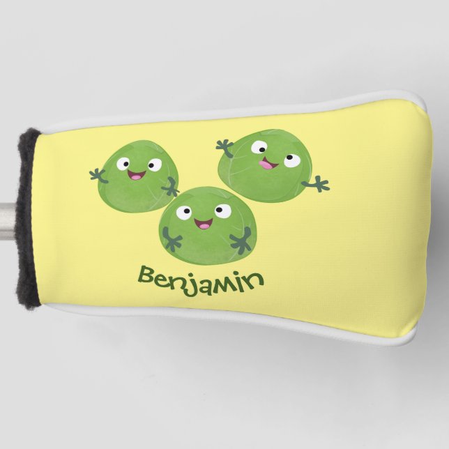 Funny Brussels sprouts vegetables cartoon Golf Head Cover (Front)