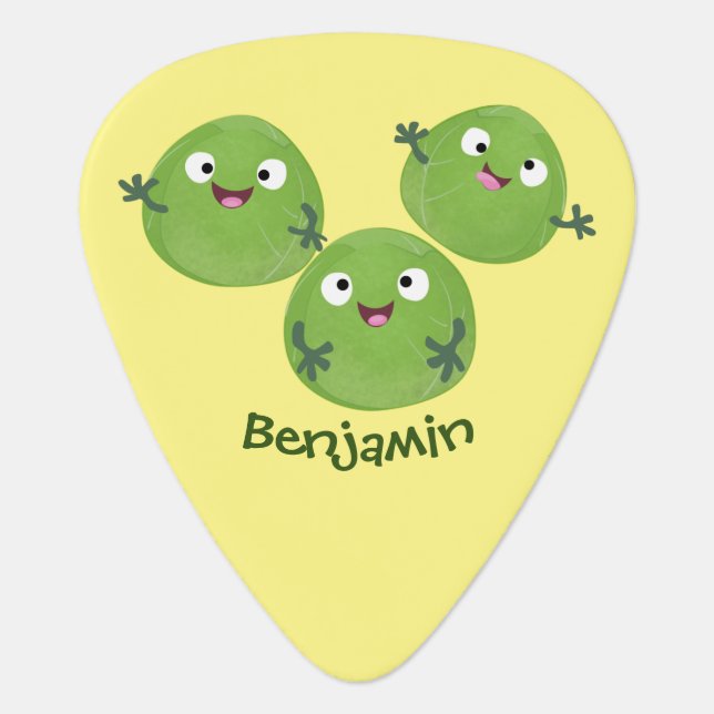 Funny Brussels sprouts vegetables cartoon  Guitar Pick (Front)