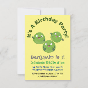 Funny Brussels sprouts vegetables cartoon Invitation