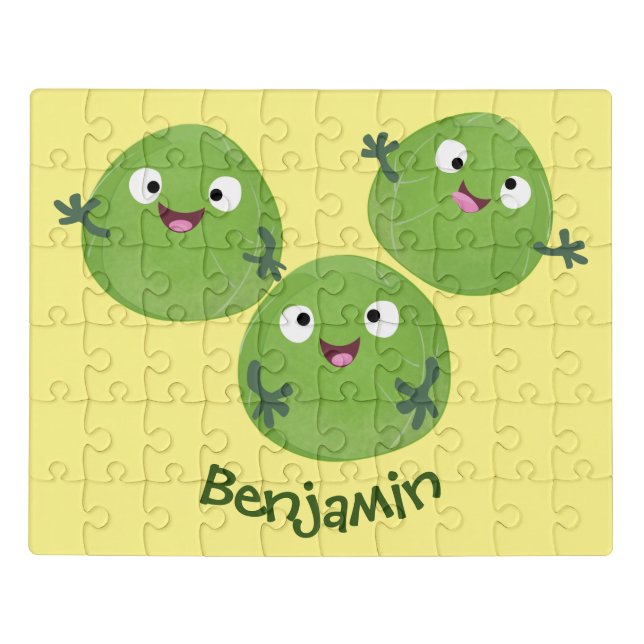 Funny Brussels sprouts vegetables cartoon Jigsaw Puzzle (Puzzle Horizontal)