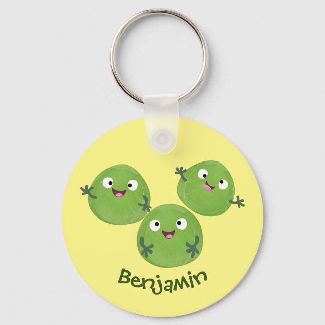 Funny Brussels sprouts vegetables cartoon Keychain (Front)