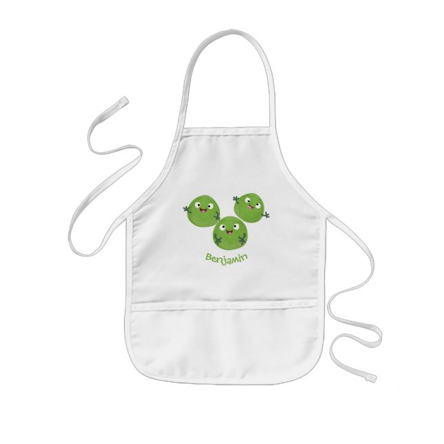 Funny Brussels sprouts vegetables cartoon Kids' Apron (Front)