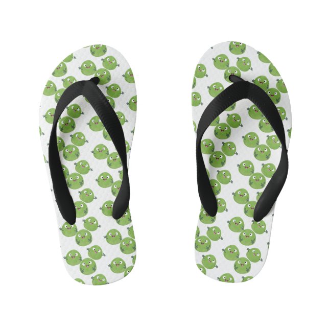 Funny Brussels sprouts vegetables cartoon Kid's Flip Flops (Footbed)