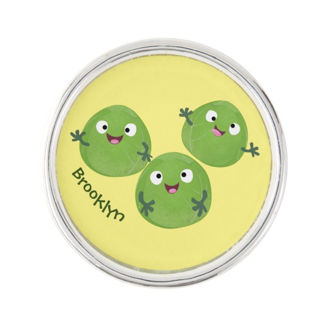 Funny Brussels sprouts vegetables cartoon Lapel Pin (Front)