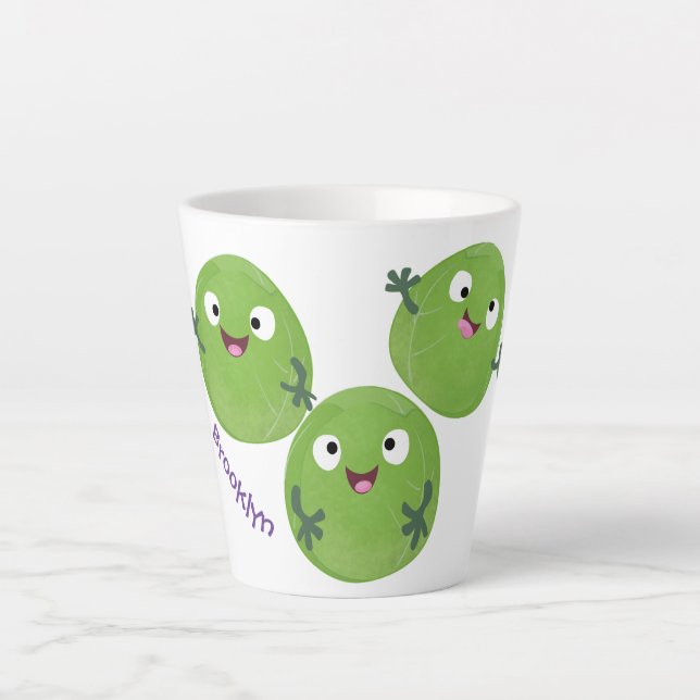 Funny Brussels sprouts vegetables cartoon Latte Mug (Front)