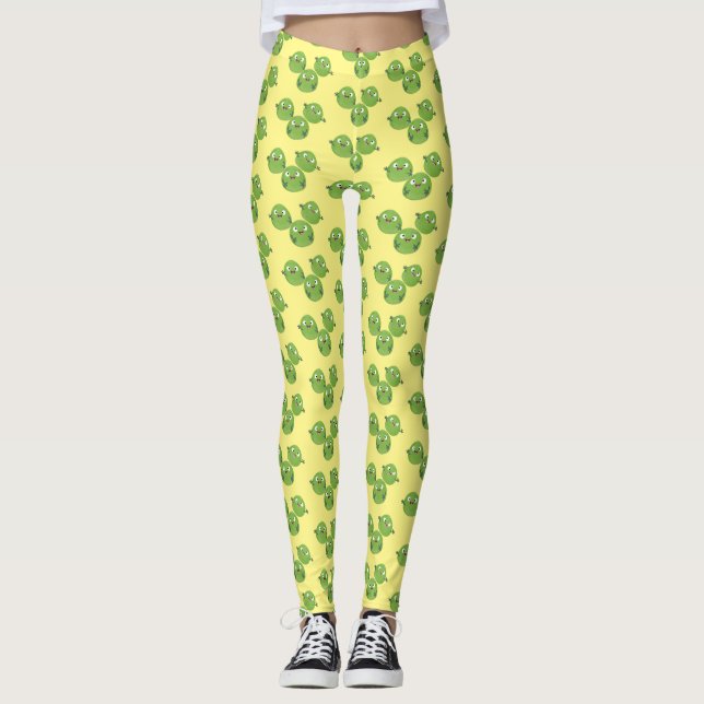 Funny Brussels sprouts vegetables cartoon Leggings (Front)