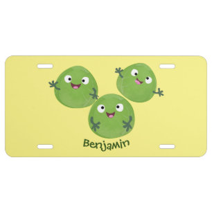 Funny Brussels sprouts vegetables cartoon License Plate