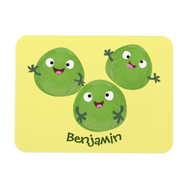 Funny Brussels sprouts vegetables cartoon Magnet (Horizontal)