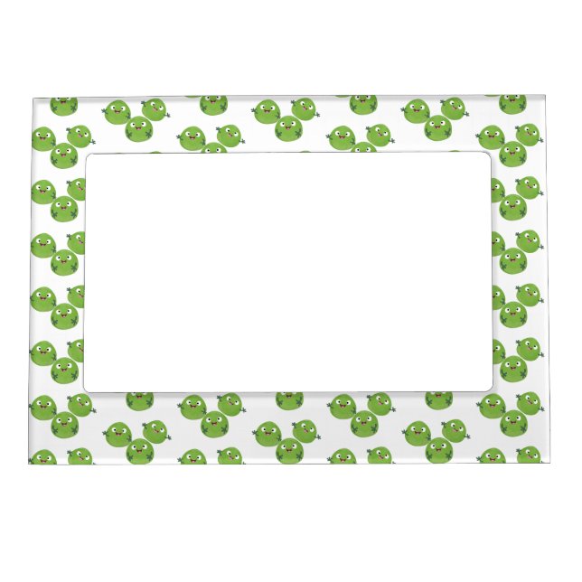 Funny Brussels sprouts vegetables cartoon Magnetic Frame (Front)