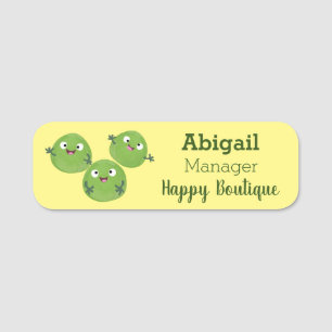 Funny Brussels sprouts vegetables cartoon Name Tag