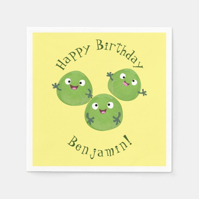 Funny Brussels sprouts vegetables cartoon Napkins (Front)