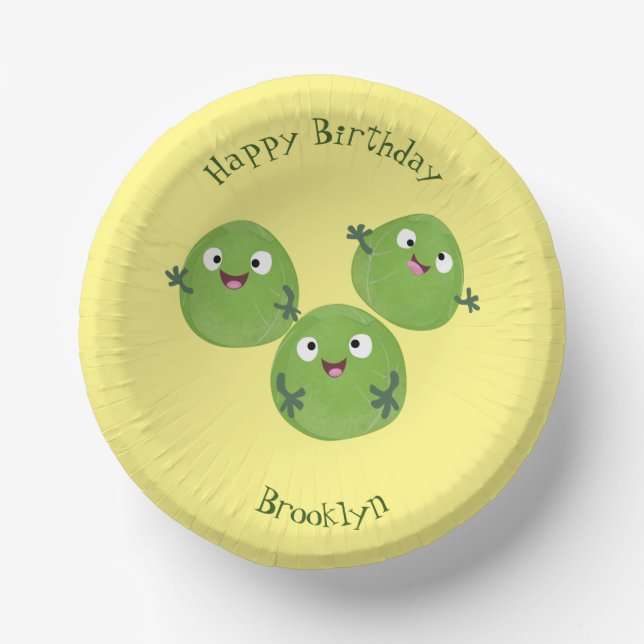Funny Brussels sprouts vegetables cartoon Paper Bowls (Front)