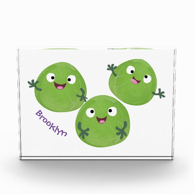 Funny Brussels sprouts vegetables cartoon Photo Block (Front)