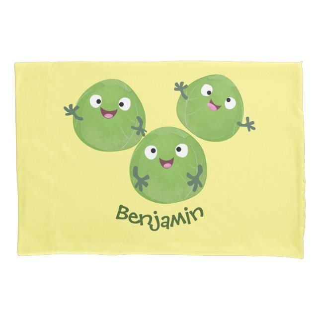 Funny Brussels sprouts vegetables cartoon Pillow Case (Front)