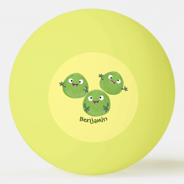 Funny Brussels sprouts vegetables cartoon Ping Pong Ball (Front)