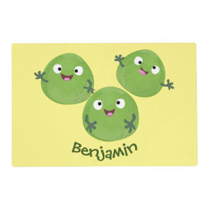 Funny Brussels sprouts vegetables cartoon Placemat