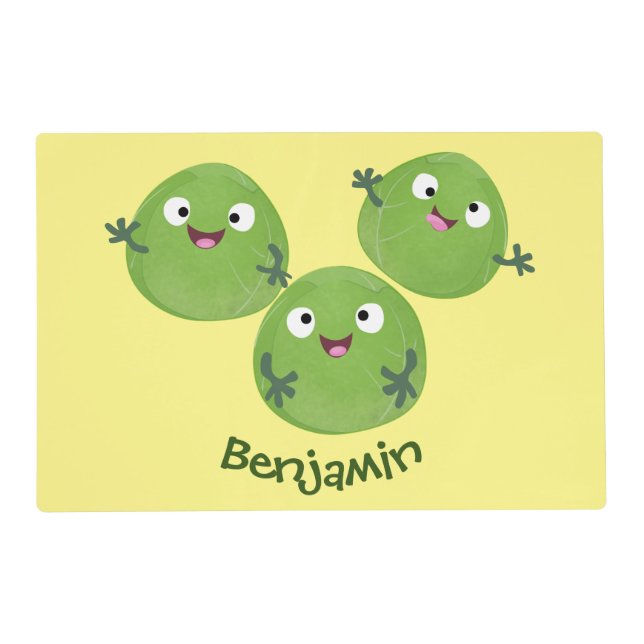 Funny Brussels sprouts vegetables cartoon Placemat (Front)