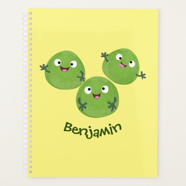 Funny Brussels sprouts vegetables cartoon Planner (Front)