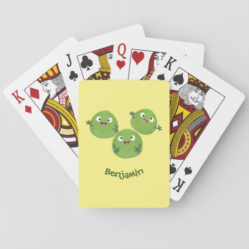 Funny Brussels sprouts vegetables cartoon Playing Cards