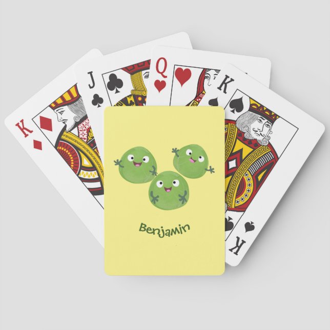Funny Brussels sprouts vegetables cartoon Poker Cards (Back)