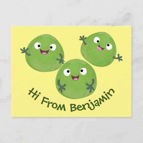 Funny Brussels sprouts vegetables cartoon Postcard