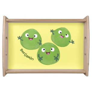 Funny Brussels sprouts vegetables cartoon Serving Tray