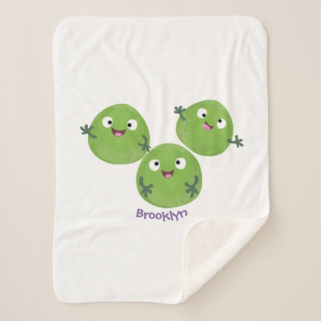 Funny Brussels sprouts vegetables cartoon Sherpa Blanket (Front)